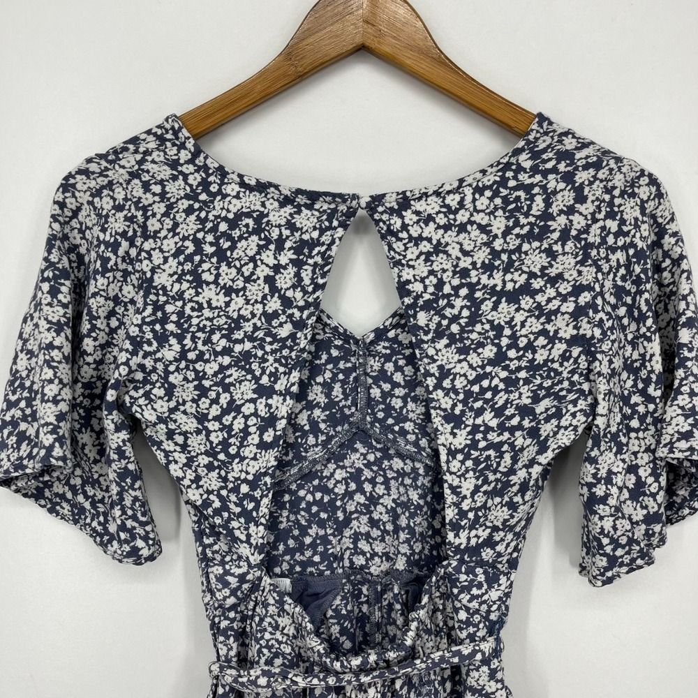 Abercrombie & Fitch Romper Bodysuit Women's XS Purple Floral V-Neck Open Back 2" - Picture 9 of 10